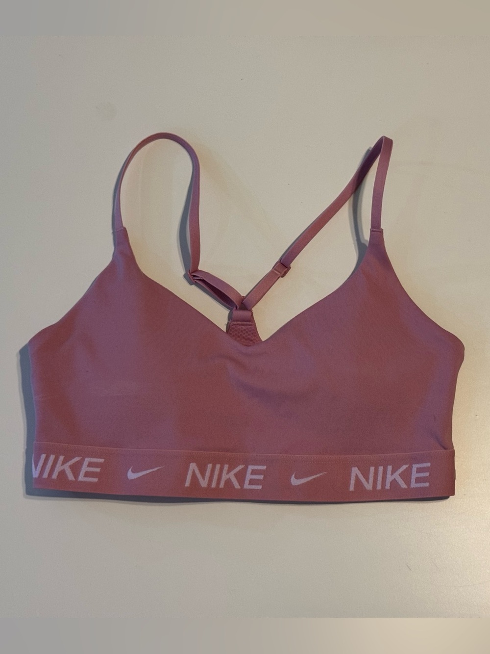Nike Dusty Rose Logo Elastic Dri-Fit Sport Bra